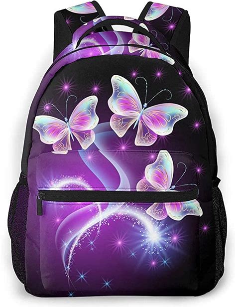 Eaiven Backpacks For Kids 3d Purple Butterfly Waterproof Book Bags For