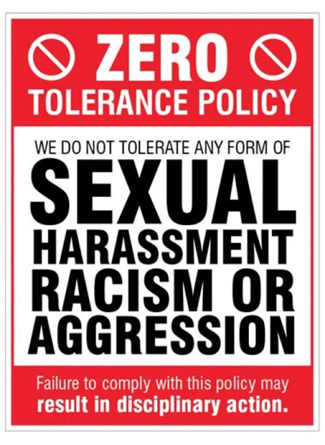 Zero Tolerance Policy Sexual Harassment Racism Aggression