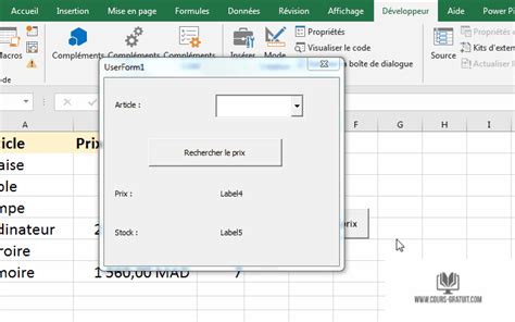 Tutoriel Excel Vba Utiliser La Fonction Vlookup Dans Un Userform