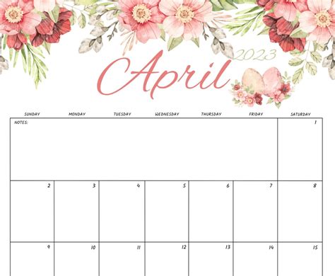 Fillableeditable April Calendar April 2023 Printable Etsy