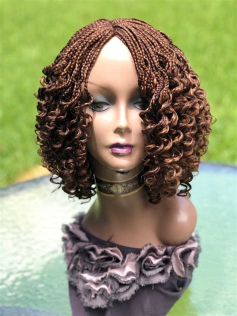Braided Curly Wig The Color On Display Is A Mixture 33and30 Etsy
