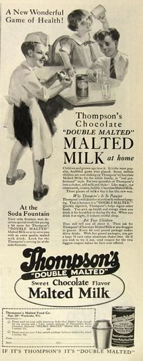 1927 Thompsons Malted Milk Ad ~ Double Malted Vintage Beverage Ads