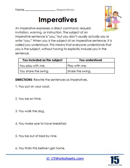 Imperatives Worksheets 15 Worksheets Com