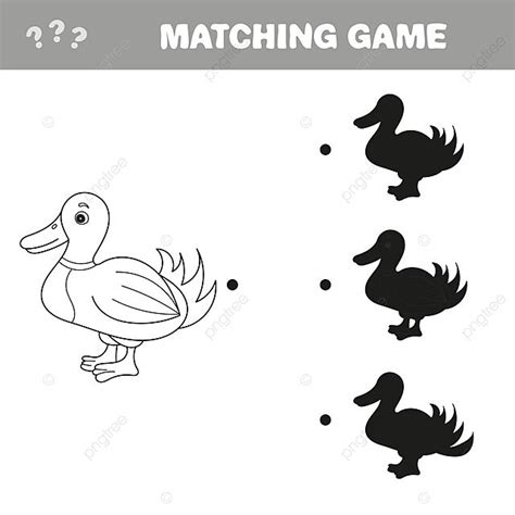 Discover The Right Silhouette An Adorable Cartoon Duck Educational Game