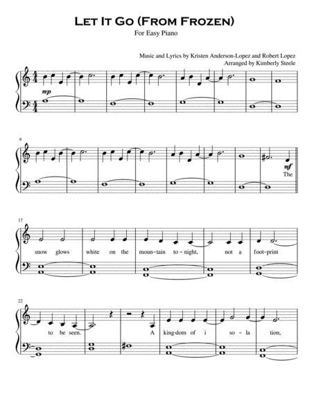 Download Let It Go From Frozen For Beginning Piano Sheet