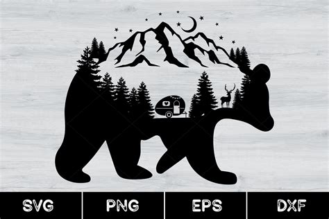 Camping Bear In The Woods Bear Svg Graphic By Anuchasvg · Creative