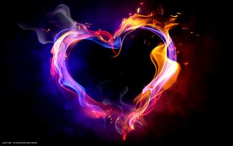 Heart With Flames Heart Art Colorful Shape Flames Black Hd Widescreen