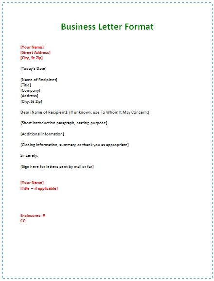 Business Letter Format Example For Students