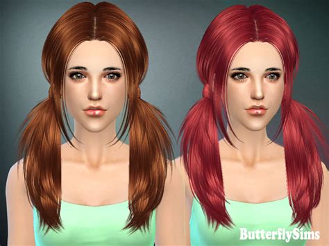 Sims 4 Hairs Butterflysims Two Ponytails Hairstyle 068