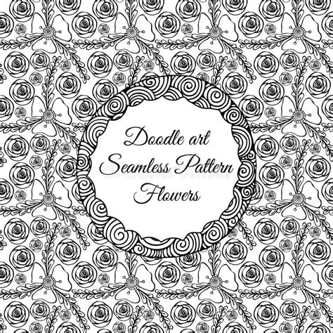 Doodle Art Abstract Seamless Pattern With Flowers Vector Illustration