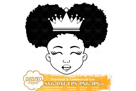 Black Girl With Crown Cute Afro Girl Svg Silhouette Svg 538472