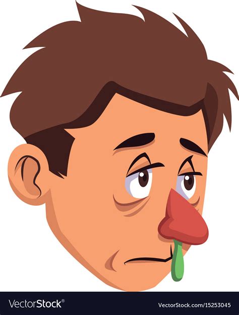 Runny Nose And Sneezing A Sick Man Image Vector Image