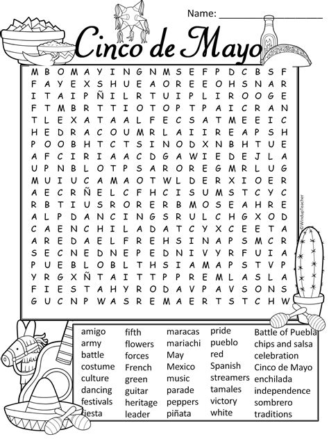 Cinco De Mayo Word Search Hard Grades 5 To Adult Made