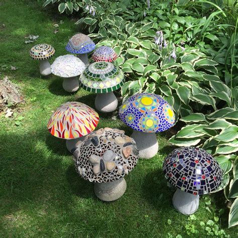 Get free shipping on qualified mosaic cement tile or buy online pick up in store today in the flooring department. Concrete mosaic mushrooms | Garden art crafts, Mosaic ...