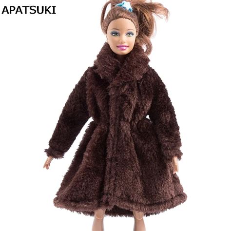 dark brown winter wear long coat for barbie dolls clothes clothing doll