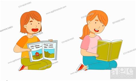 Cute Woman Sitting On The Floor And Reading Books Cartoon Vector Illustration Isolated On White