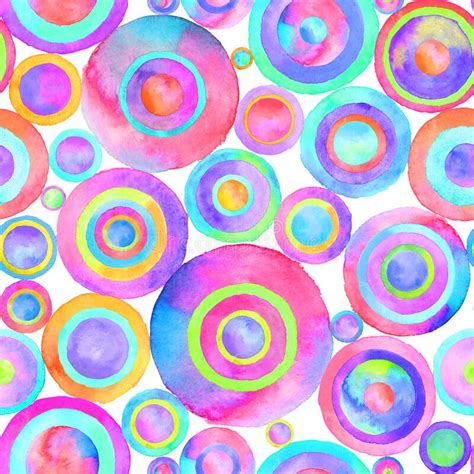 Circles Multi Colored Watercolor Seamless Pattern Abstract Watercolour