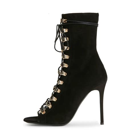 women s peep toe lace up high heel ankle boots gladiator shoes women dress heels ladies party