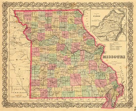 Vintage 19th Century Map Of Missouri A Photo On Flickriver