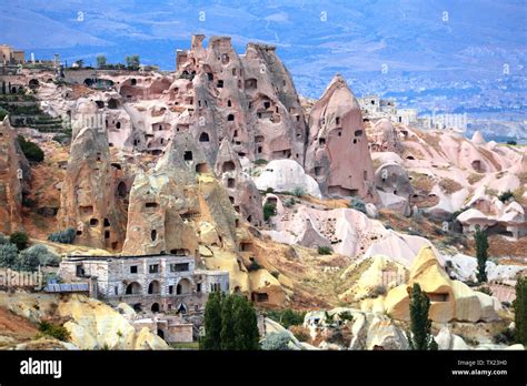 Carved Houses In Rock In Pigeon Valley Uchisar Cappadocia Turkey