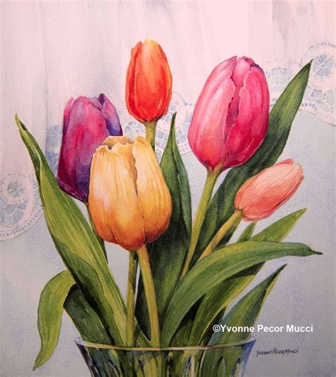 Tulip Painting Flower Art Painting Folk Art Painting Painting