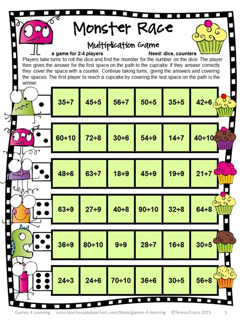 Printable Multiplication And Division Games Printable Multiplication