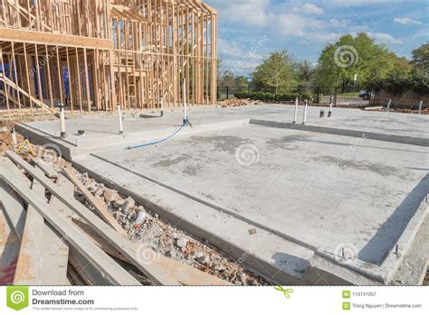 Slab On Grade Foundation Concrete For Timber Frame House In Usa Stock