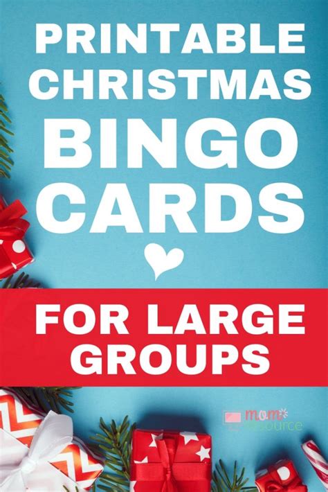 Christmas Bingo Cards For Large Groups Mom Resource