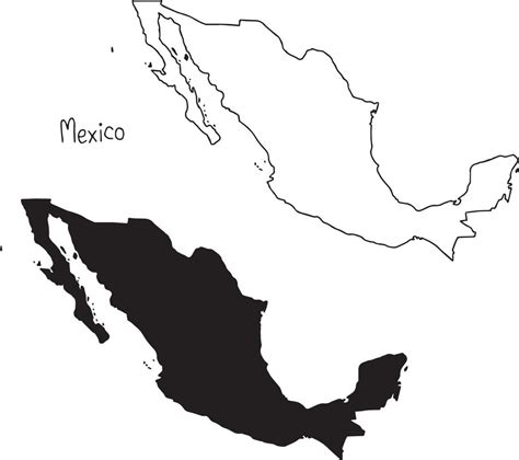 Outline And Silhouette Map Of Mexico Vector Illustration 3127385