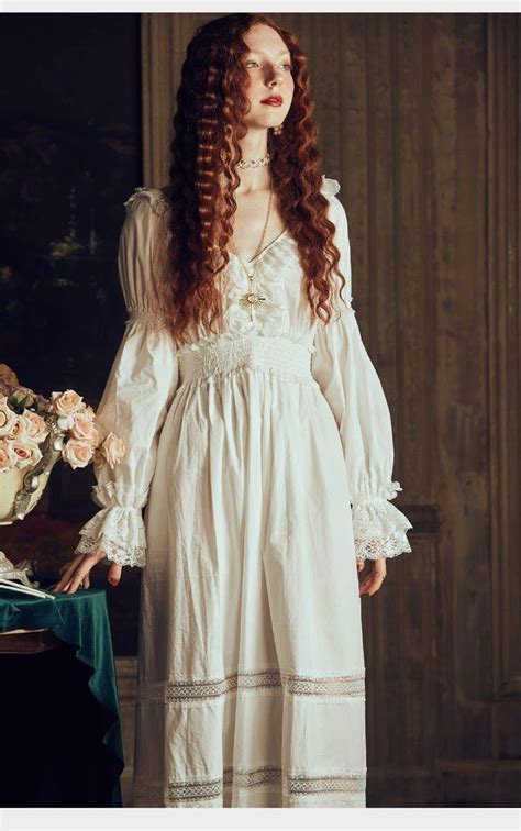 Lady Nightgown Retro Elegant Nightgowns Vintage Women Lace White