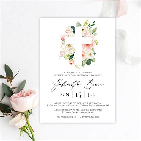 First Communion Invitation Template Instant Download Etsy España