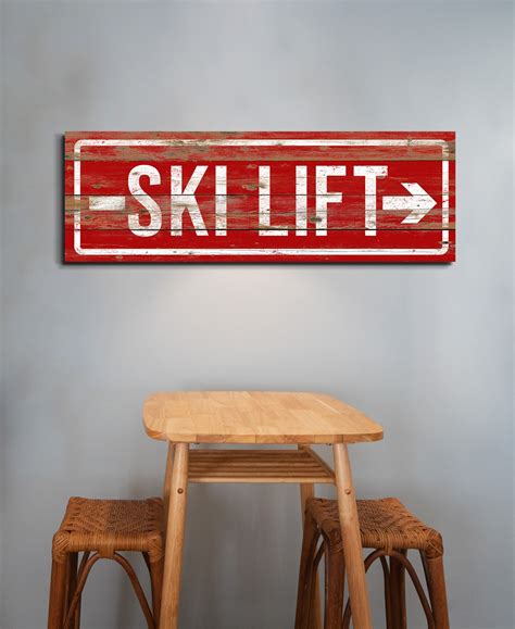 Ski Lift Sign With Arrow Canvas Print Mountain Sign Winter Etsy