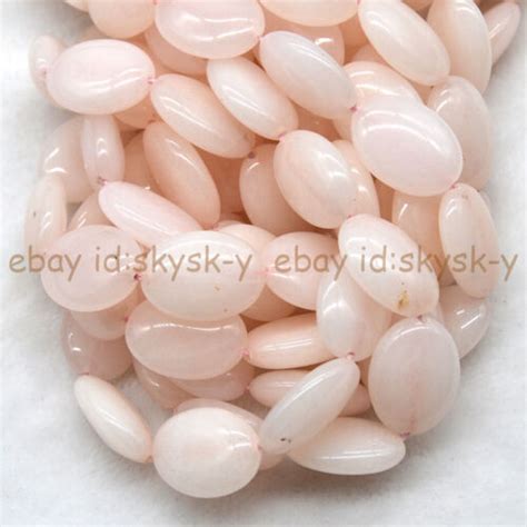 13x18mm Natural Pink White Jade Egg Shaped Oval Gemstone Loose Beads 15