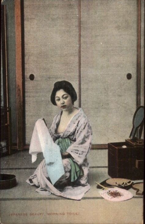 Japanese Beautiful Geisha Woman Semi Nude Morning Toilet Postcard C Topics Cultures