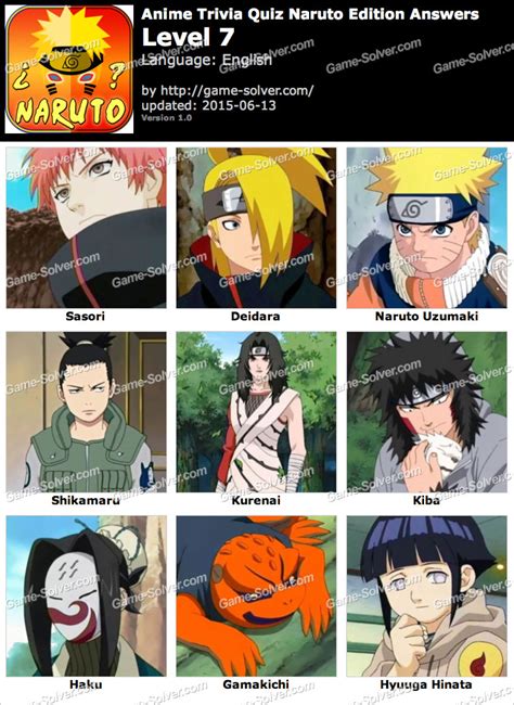 Check spelling or type a new query. Anime Trivia Quiz Naruto Edition Level 7 • Game Solver