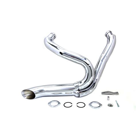 V Twin Chrome Lake Pipe 2 Into 1 Header Exhaust For Harley Get