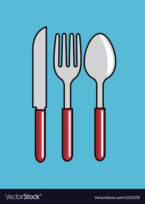 Cartoon Spoon Fork Knife Kitchen Design Royalty Free Vector