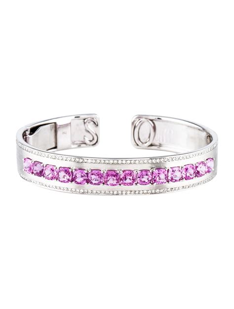 Bracelet 18k Pink Sapphire And Diamond Cuff Bracelets Brace30246