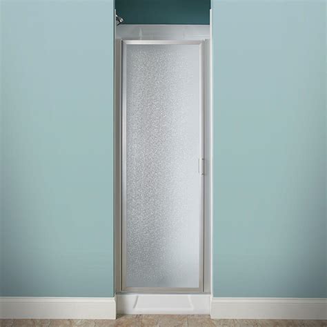 Framed Pivot Shower Door Kit Silver Pebbled Glass Bathroom Privacy 24 X