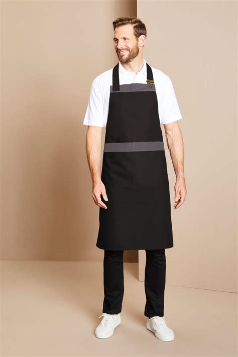 contrast clip bib apron black grey hospitality simon jersey