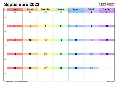 Calendario Septiembre 2023 En Word Excel Y Pdf Calendarpedia