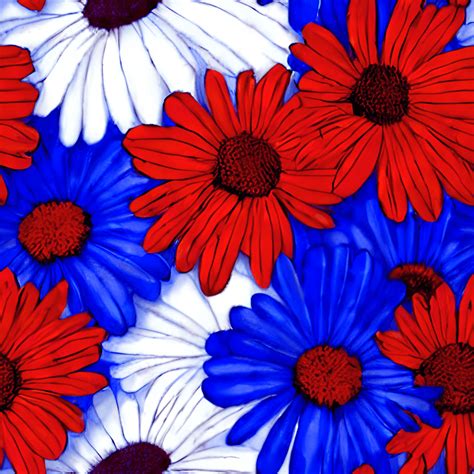 Red White And Blue Flowers Background · Creative Fabrica