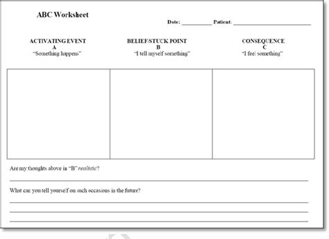 Printable versions of cpt/ cbt worksheets. ABC Q4 Worksheet. This figure depicts an ABC Worksheet, one of the... | Download Scientific Diagram