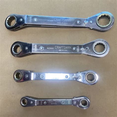 Vintage Craftsman 4 Pc Double Box Offset Ratcheting Wrench Set Metric