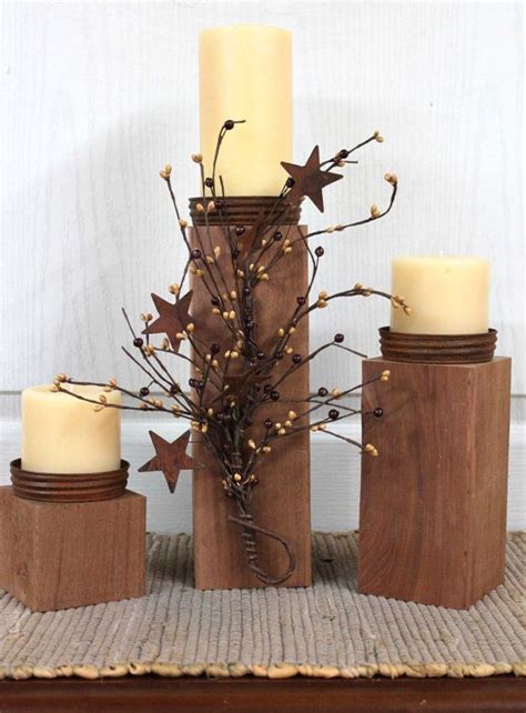 I connected the parts with hot glue. Primitive Decor Country Candle Holders Outdoor by ...