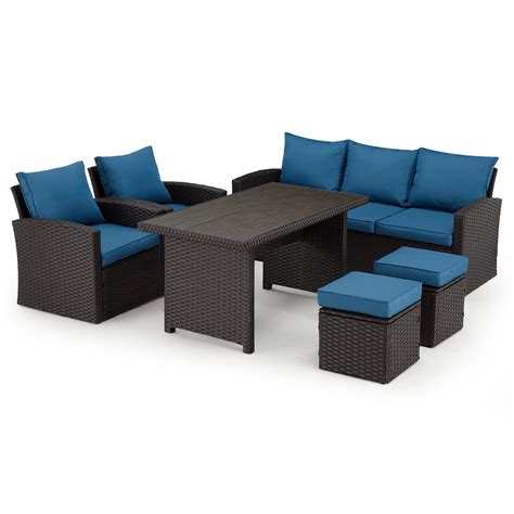 6 Pieces Outdoor Sectional Dining Set All Weather Patio