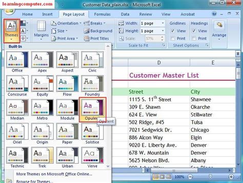 Microsoft Excelpage Layout Tab Ms Excel 2007