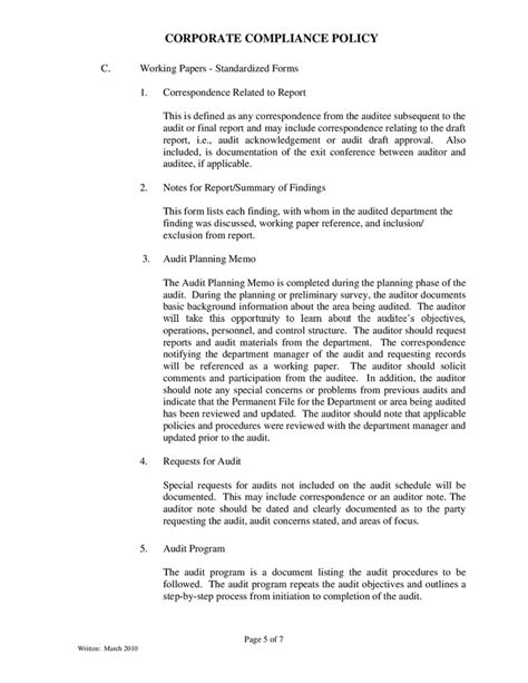 Corporate Compliance Policy Template In Word And Pdf Formats Page 5 Of 7