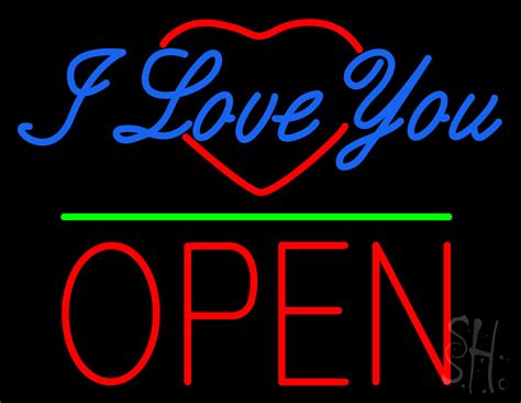 I Love You Logo Block Open Green Line Led Neon Sign I Love You Neon