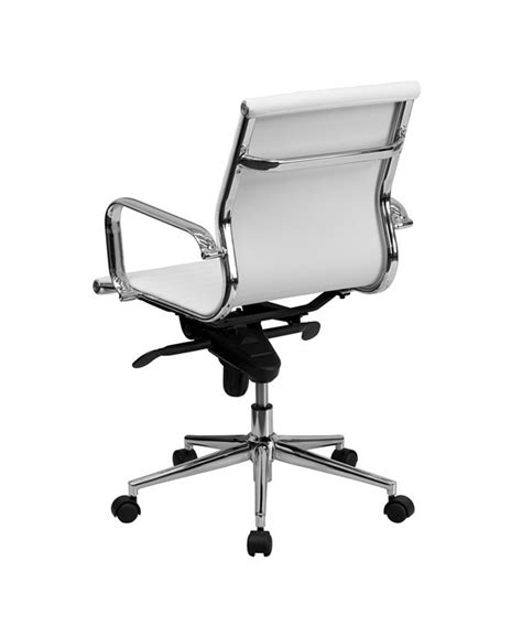 Flash Furniture Mid Back White Ribbed Leather Swivel Conference Chair